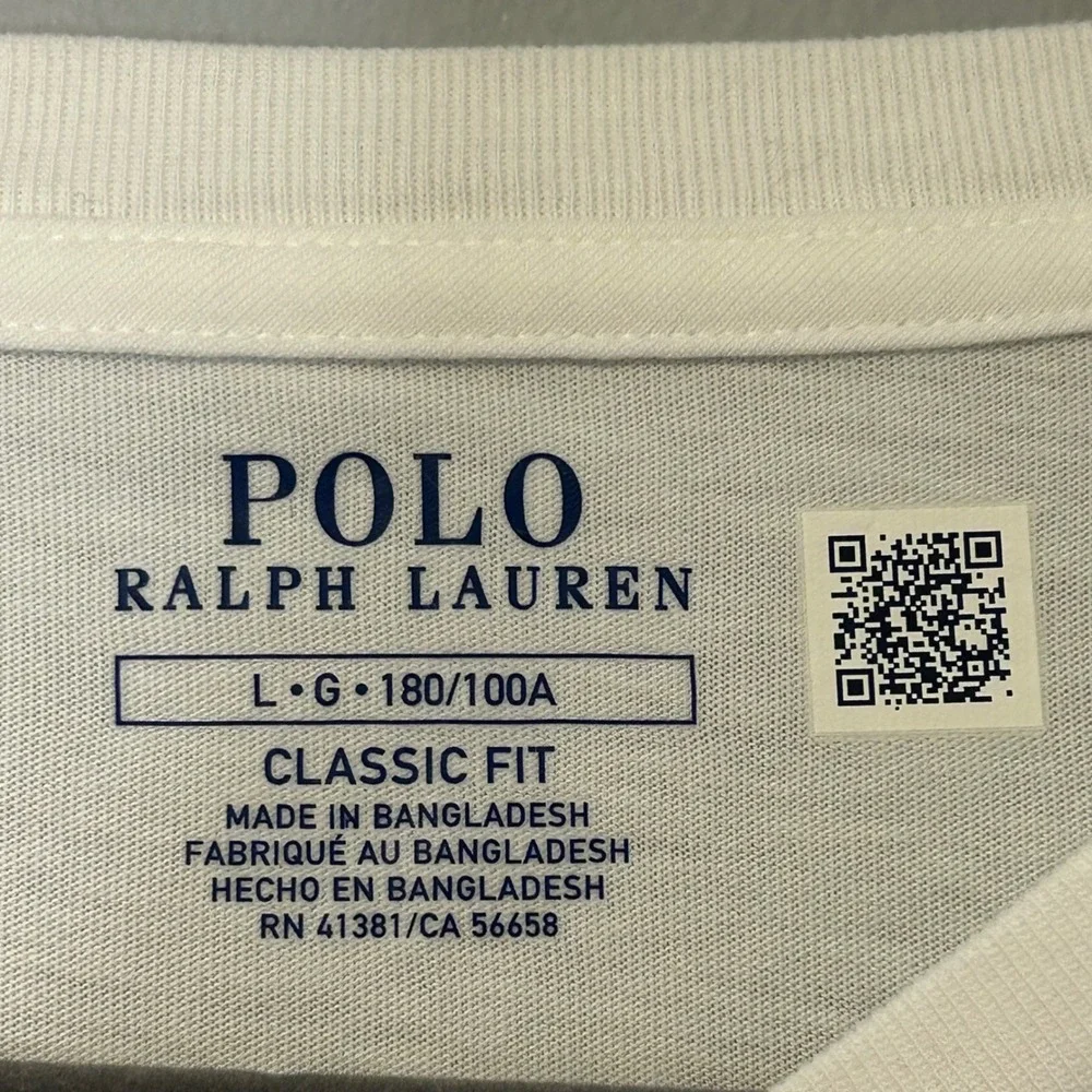 Polo Ralph Lauren Mens White V-Neck T-Shirt Classic Fit Cotton Large NWT